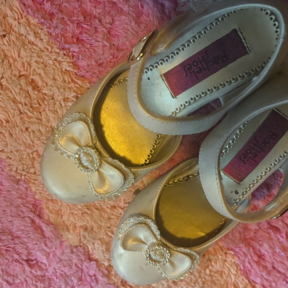 Gold Kids Shoes with Bow by